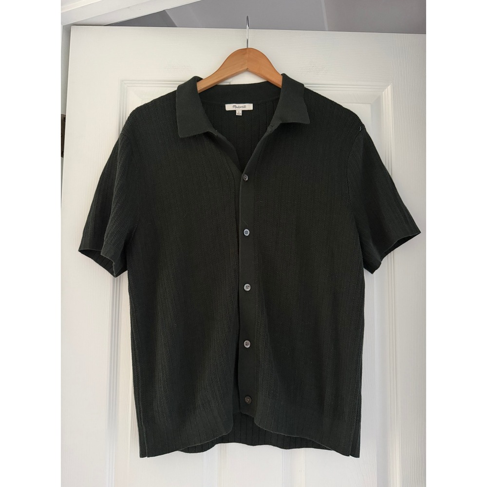 Madewell Mens Green Textured Button Down Shirt Casual Vintage Inspired Camp